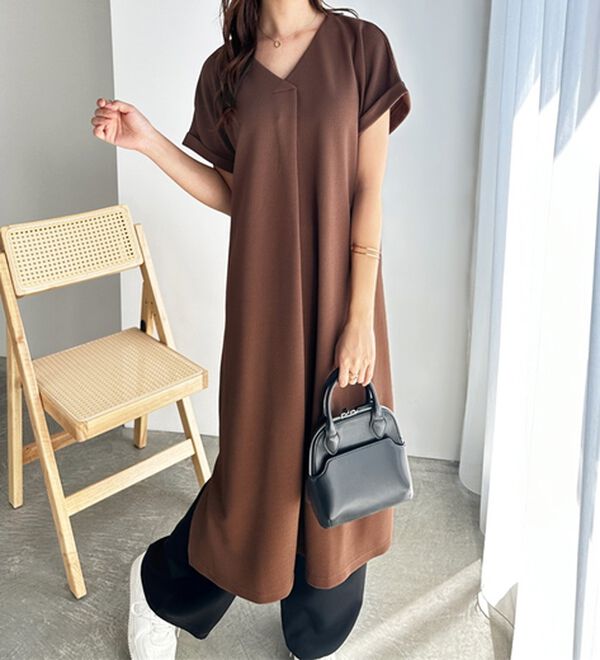 GeeRA（ジーラ）の「ひんやり快適！ジャカードスキッパーワンピ（カットソーワンピース）」｜詳細画像