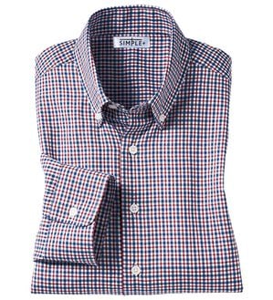 「＜シンプル＆プラス＞パナマ織チェックシャツ（メンズシャツ）」｜レッドチェック