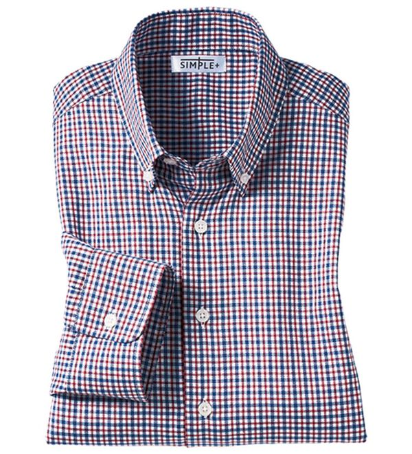 「＜シンプル＆プラス＞パナマ織チェックシャツ（メンズシャツ）」｜レッドチェック