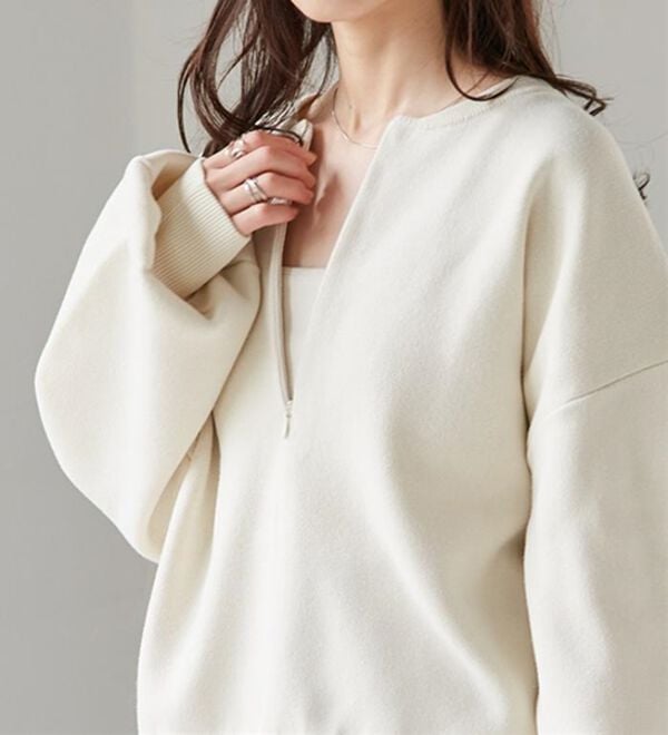 RANAN（ラナン）の「ハーフジップスウェットライクニット（ニット・セーター）」｜詳細画像
