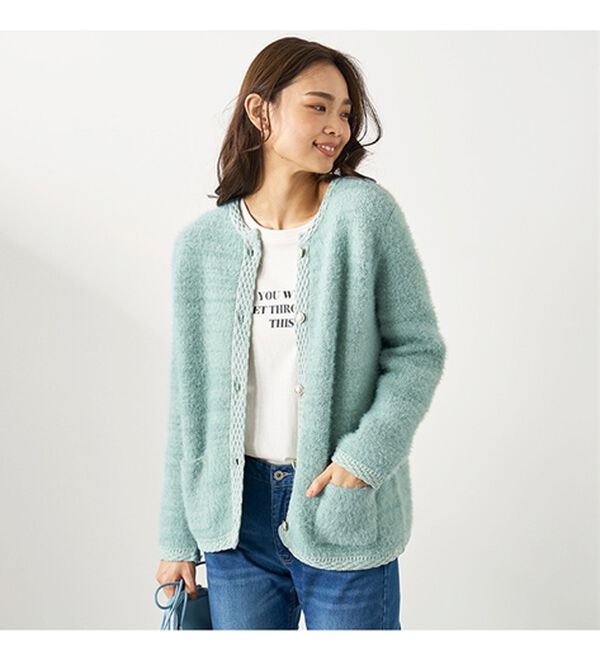 BELLUNA（ベルーナ）の「シャギーニット素材編地使いカーディガン（ニットカーディガン）」｜詳細画像