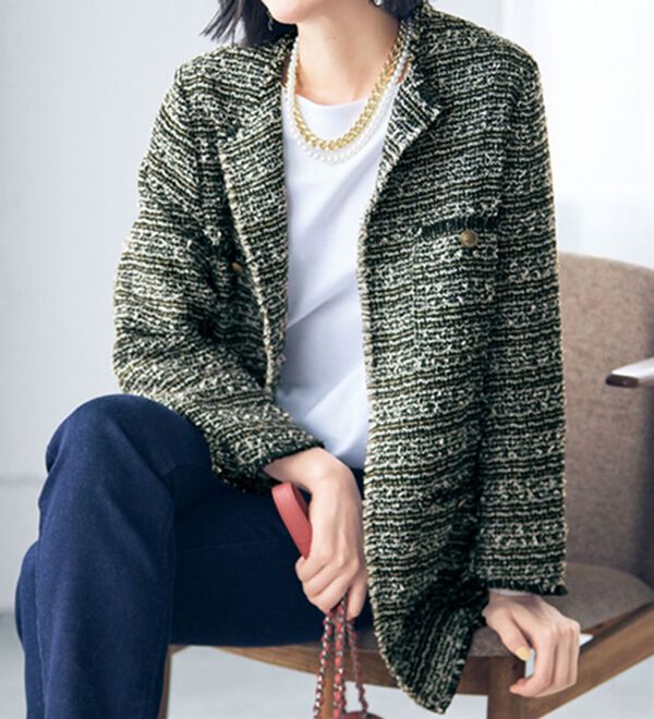 VINNO（ヴィノ）の「＜日本製生地＞ツイードジャケット（その他ジャケット）」｜ブラック系