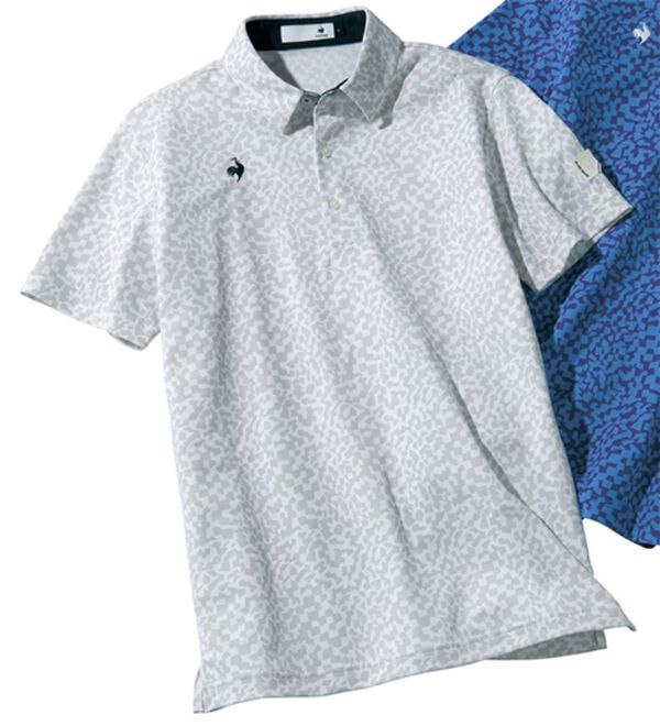 「＜ルコックスポルティフ＞ミナモ柄半袖シャツ（メンズポロシャツ）」｜グレー