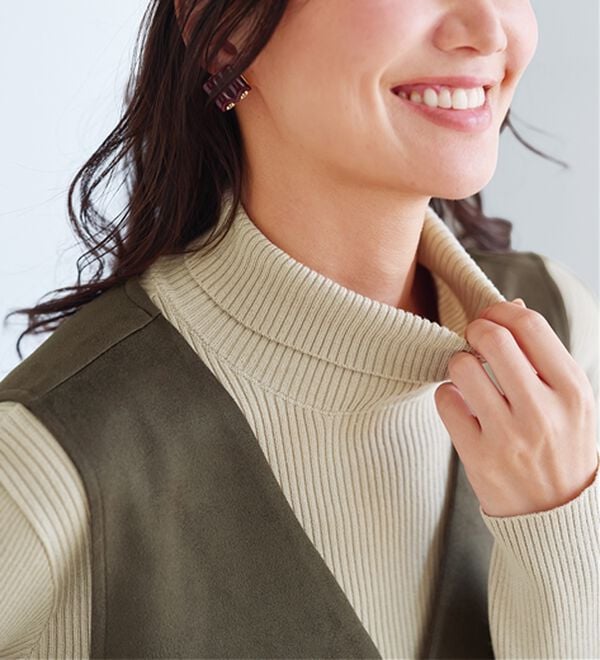 BELLUNA（ベルーナ）の「【安心感あるプチプラニット】リブニットタートルネックプルオーバー（ニット・セーター）」｜詳細画像