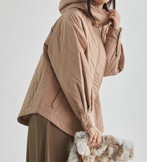 RANAN（ラナン）の「２ｗａｙボリューム袖ライトダウンキルティングアウター（ハーフコート）」｜ベージュ