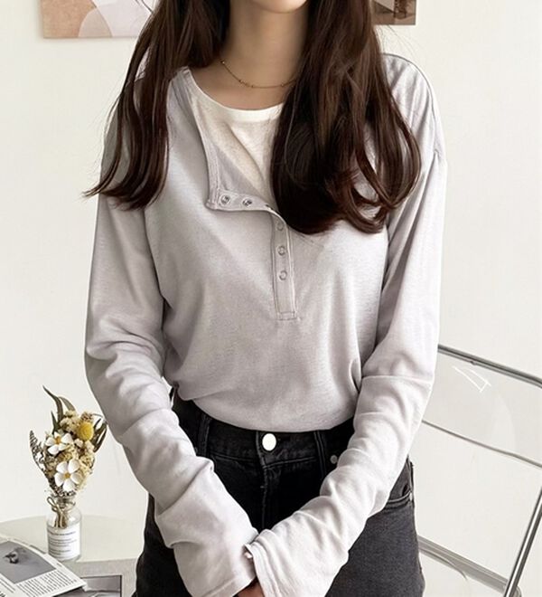 GeeRA（ジーラ）の「前後２ＷＡＹシアースラブヘンリーネックカットソー（カットソー）」｜詳細画像