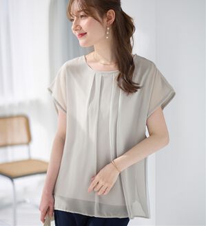 alotta（アロッタ）の「【接触冷感】機能付インナーシフォンブラウス（ブラウス）」｜ライトグレー