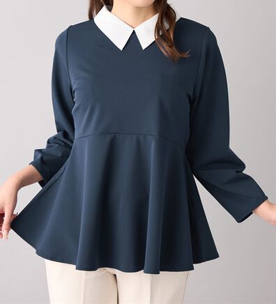 alotta（アロッタ）の「【嬉しい3つの機能付】ストレッチ素材衿付ペプラムチュニック（チュニック）」