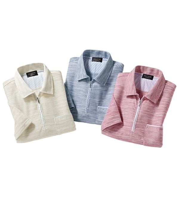 「柔らか素材の涼やかリラックスジップポロ（メンズポロシャツ）」｜詳細画像