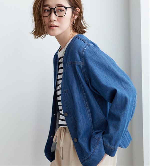 BELLUNA（ベルーナ）の「やわらかデニム素材ノーカラージャケット（その他ジャケット）」｜詳細画像