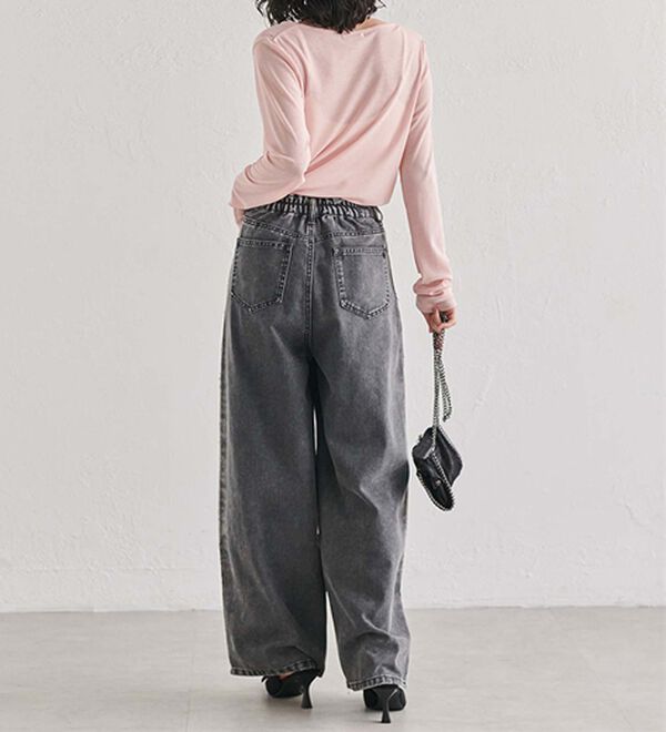 RANAN（ラナン）の「配色サイドフリンジワイドデニム（フルレングスパンツ）」｜詳細画像