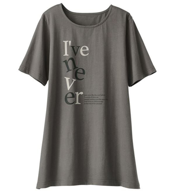 BELLUNA（ベルーナ）の「ひんやリッチコットン大人のプリントロング丈Ｔシャツ（カットソー）」｜詳細画像