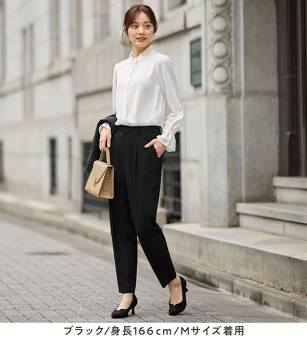 alotta（アロッタ）の「【３点セット】洗える！Ａラインロングジャケットスーツ（パンツスーツ）」｜詳細画像