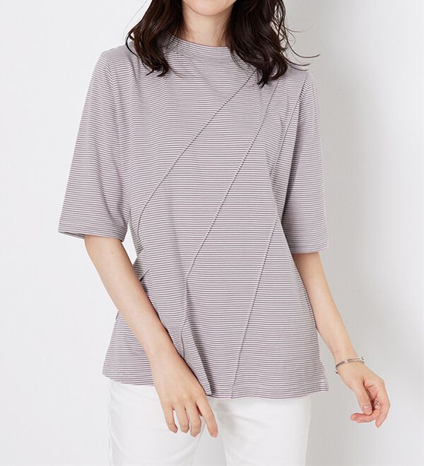 BELLUNA（ベルーナ）の「細ボーダータックデザインチュニック（チュニック）」｜詳細画像