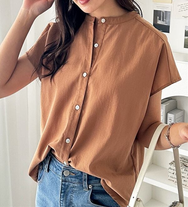 GeeRA（ジーラ）の「綿タッチフレンチスリーブブラウス（ブラウス）」｜詳細画像