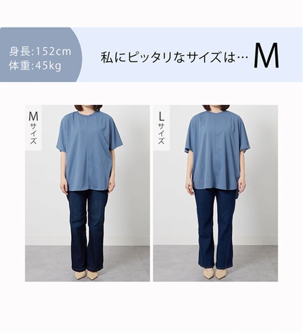 BELLUNA（ベルーナ）の「【接触冷感】Ｔシャツ感覚なのにきちんとブラウス見え！半袖プルオーバー（カットソー）」｜詳細画像