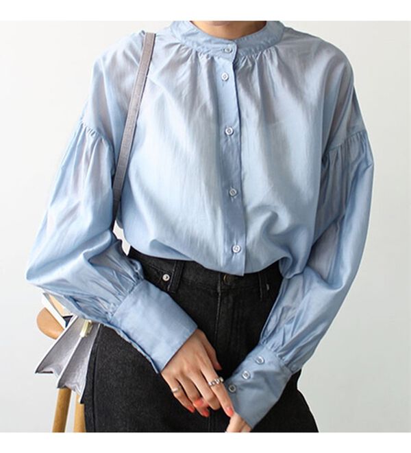 GeeRA（ジーラ）の「シアー素材ボリュームスリーブブラウス（ブラウス）」｜詳細画像