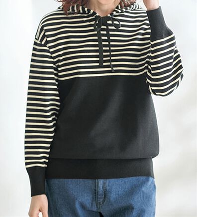 BELLUNA（ベルーナ）の「ゆるっとかわいいボーダーニットパーカー（ニット・セーター）」