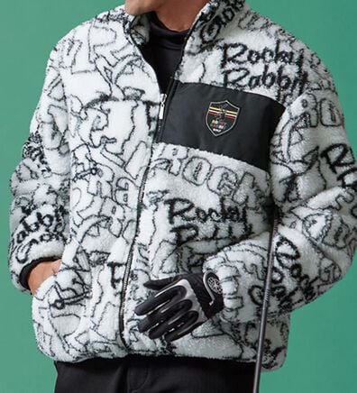 「＜ロッキーラビット＞ロゴデザインボアフリースジャケット（メンズジャケット）」