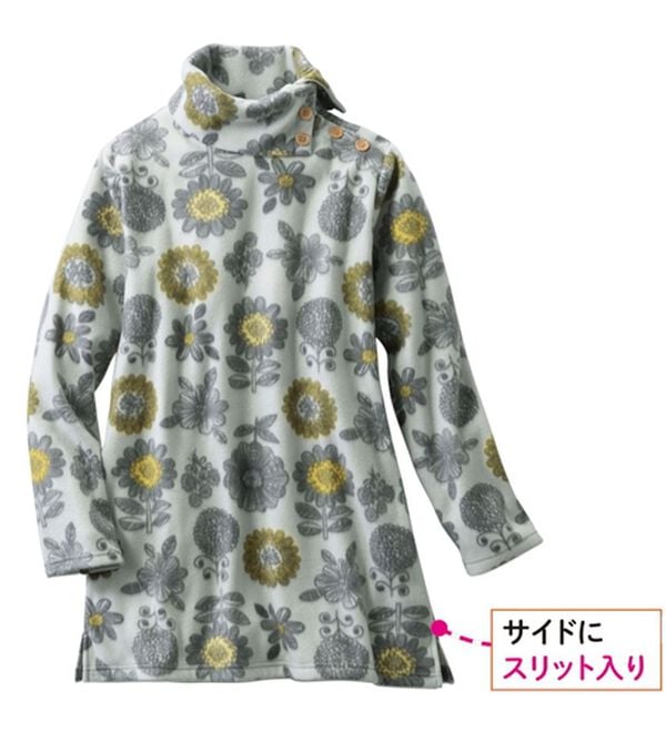 「ソフトでかるぽかフリースパジャマ　ドクターネック（パジャマ・ルームウェア）」｜詳細画像