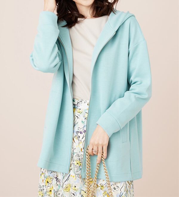 BELLUNA（ベルーナ）の「フードデザインとろみ素材ジップアップパーカー（パーカー）」｜詳細画像