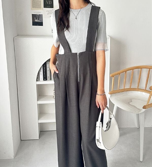 GeeRA（ジーラ）の「フロントジップハイウエストサロペット（オールインワン）」｜詳細画像