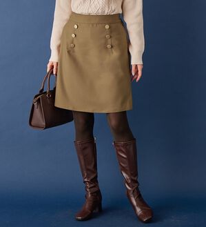 alotta（アロッタ）の「ダブル金ボタンスカート風パンツ（その他パンツ）」｜ベージュ