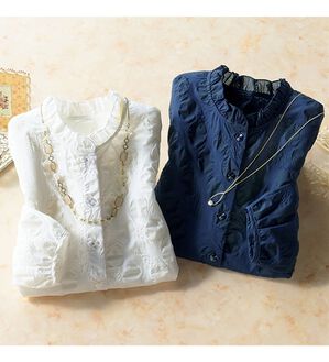 ルフラン（ルフラン）の「【２色組】ぽこぽこ可愛い涼やかブラウス（ブラウス）」｜2色組