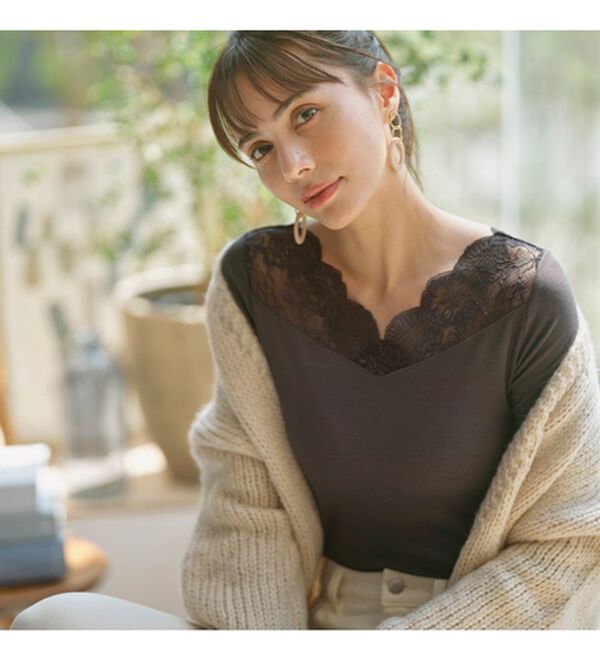 LAVIENNE（ラヴィエンヌ）の「【吸湿発熱】【抗菌防臭】２ＷＡＹレースインナー（肌着・インナーウェア）」｜詳細画像