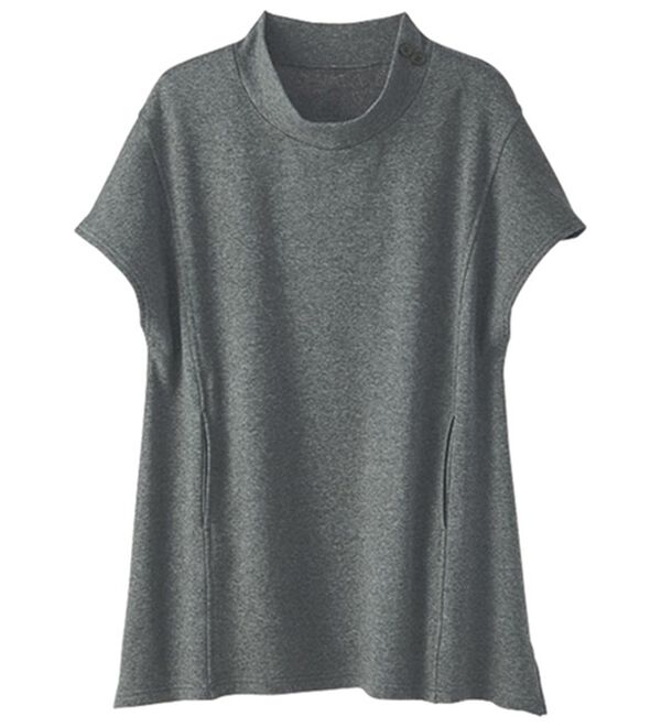 BELLUNA（ベルーナ）の「まるで着る毛布！裏ファーフレンチスリーブボタン使いベスト（ベスト）」｜杢チャコール