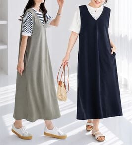 BELLUNA（ベルーナ）の「【２点セット】ロゴＴシャツ付ワンピースアンサンブル（アンサンブル）」