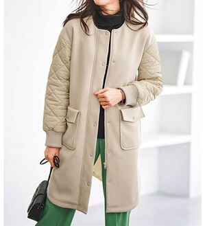 BELLUNA（ベルーナ）の「ダイヤキルト切替とろみ素材ロングコート（ロングコート）」｜アイボリー