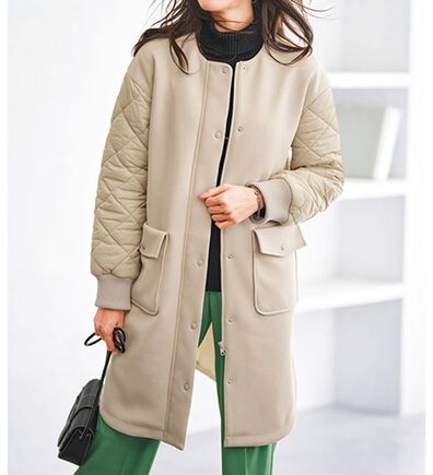 BELLUNA（ベルーナ）の「ダイヤキルト切替とろみ素材ロングコート（ロングコート）」