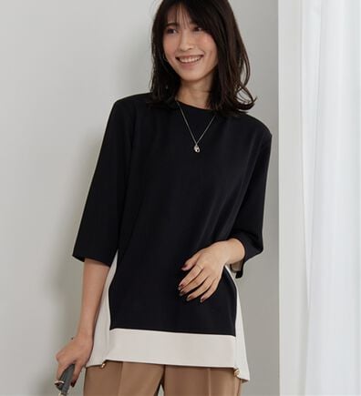 BELLUNA（ベルーナ）の「ドロスト使い配色デザインチュニック（チュニック）」