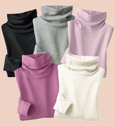 「【５色組】吸湿発熱　素肌よろこぶ綿１００％タートルネックインナー（肌着・インナーウェア）」