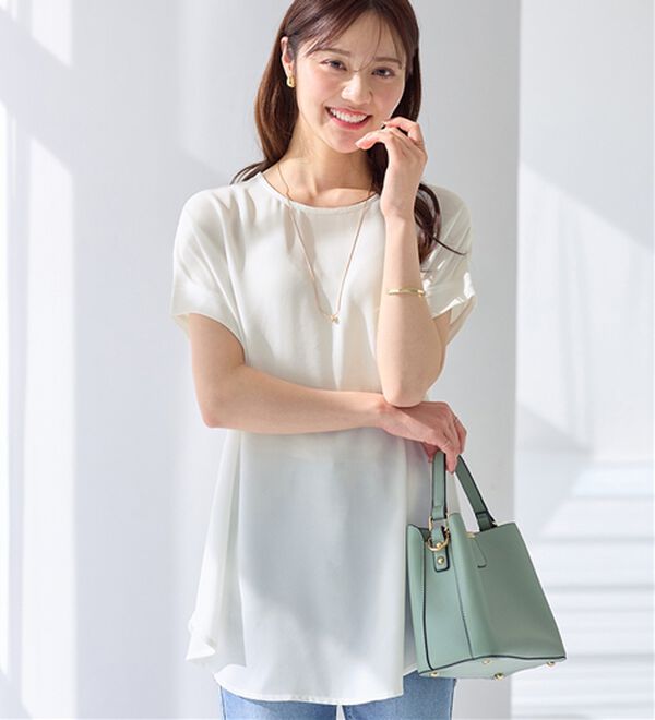 alotta（アロッタ）の「【イージーケア】ドレープＴブラウスチュニック（チュニック）」｜オフホワイト