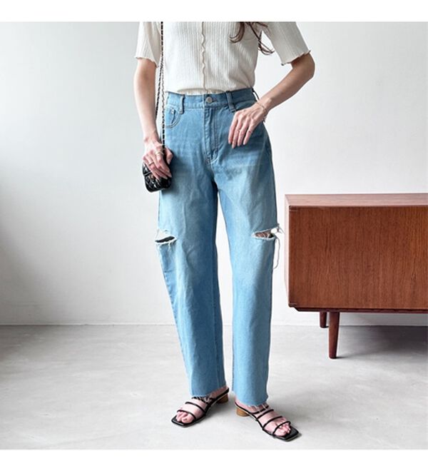 GeeRA（ジーラ）の「アソートカットアウトダメージパンツ（フルレングスパンツ）」｜詳細画像