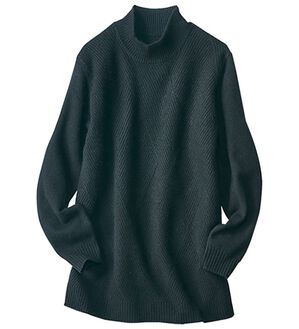 BELLUNA（ベルーナ）の「ウールカシミヤ編地変化セーター（ニット・セーター）」｜黒