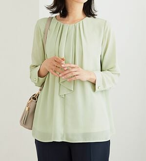 BELLUNA（ベルーナ）の「＜セレモニースタイル＞ボウタイデザインブラウス（ブラウス）」｜グリーン