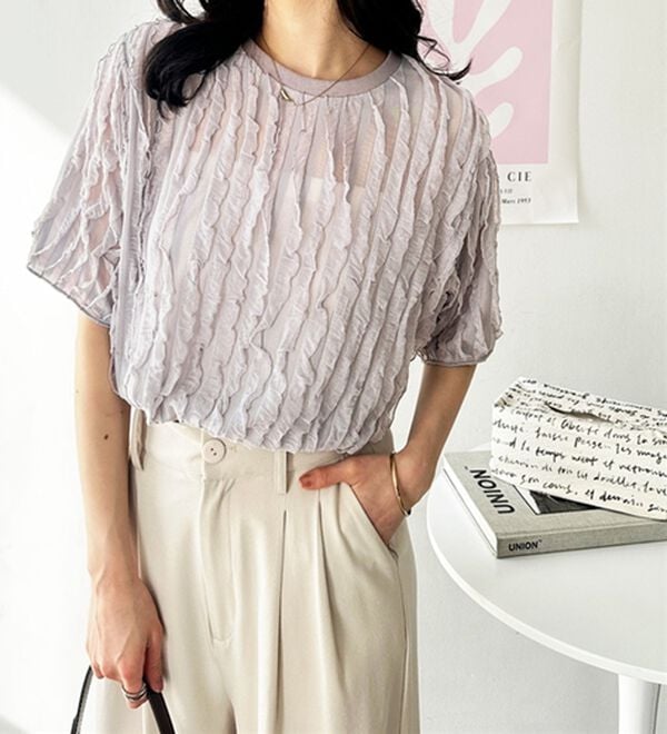 GeeRA（ジーラ）の「フリルカットソーＴシャツ（カットソー）」｜詳細画像