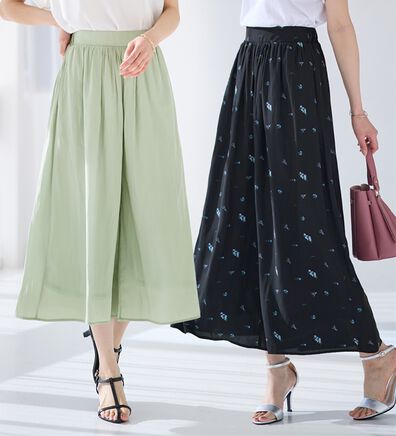 alotta（アロッタ）の「【選べる２丈】さらっと上品！サテンワイドパンツ（ワイドパンツ・ガウチョ）」