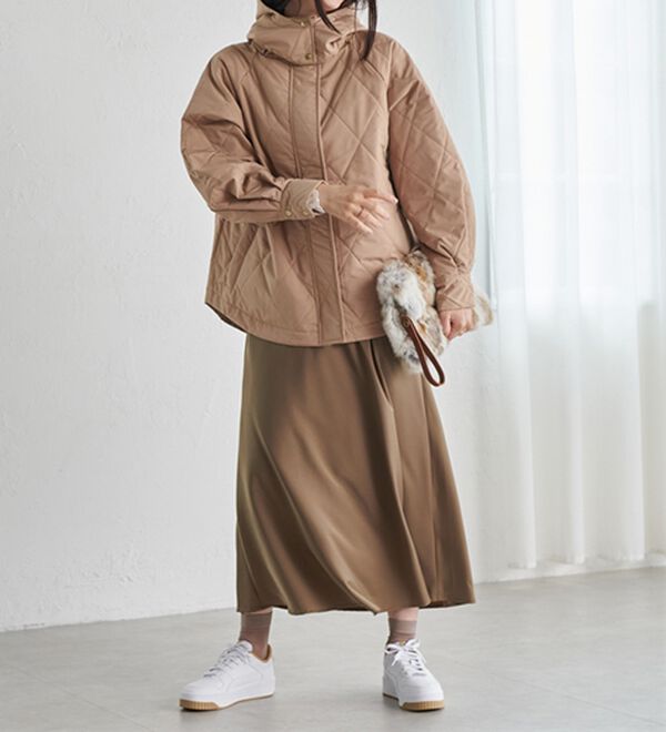 RANAN（ラナン）の「２ｗａｙボリューム袖ライトダウンキルティングアウター（ハーフコート）」｜詳細画像