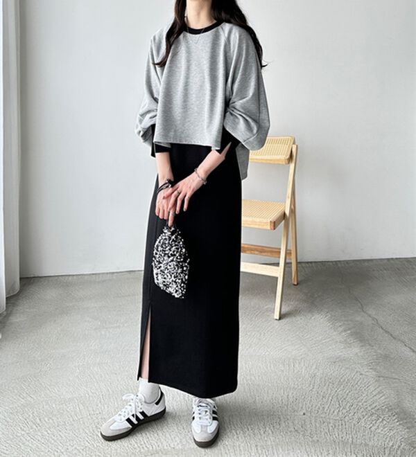 GeeRA（ジーラ）の「配色裏毛スウェットセットアップワンピース（カットソーワンピース）」｜詳細画像