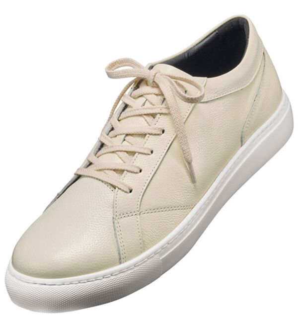 「日本製本革おしゃれなスニーカー（メンズスニーカー）」｜アイボリー