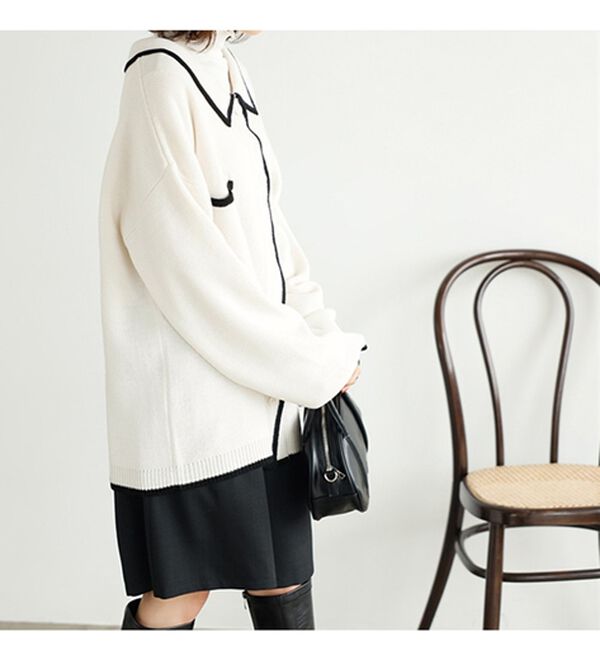 GeeRA（ジーラ）の「配色衿付ニットカーディガン（ニットカーディガン）」｜詳細画像