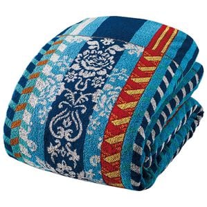 「枕カバー付大判ボリュームジャカード織タオルケット（肌掛布団・タオルケット）」｜ブルー