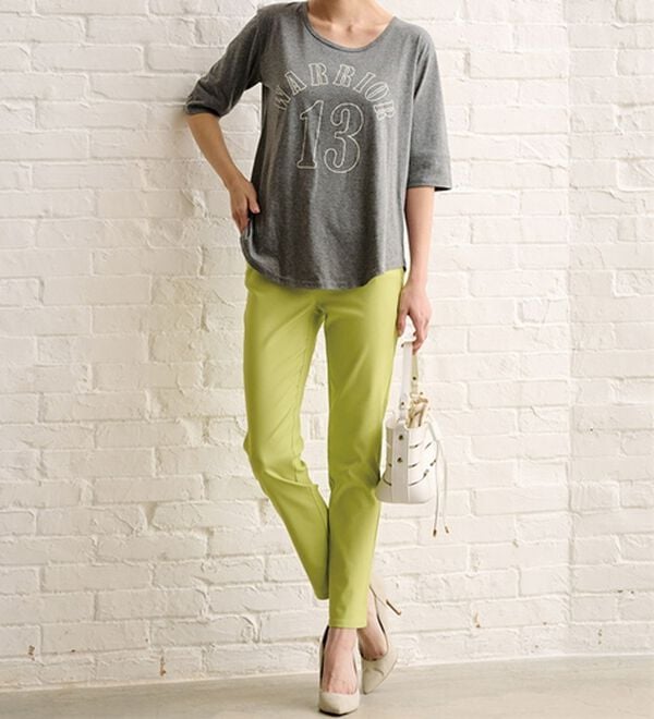 RANAN（ラナン）の「【4つの機能付】美脚アンクルパンツ（フルレングスパンツ）」｜ライムグリーン