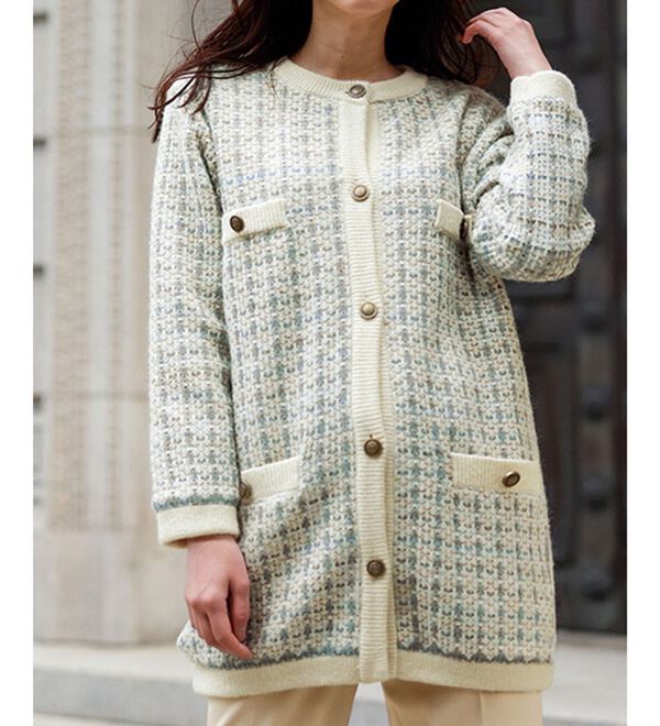 あったか裏地付ツイード調ニットアウター - ベルーナ【公式】