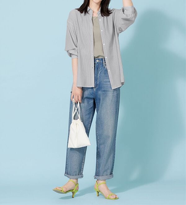 BELLUNA（ベルーナ）の「シアーストライプ素材ベーシックシャツ（シャツ）」｜詳細画像