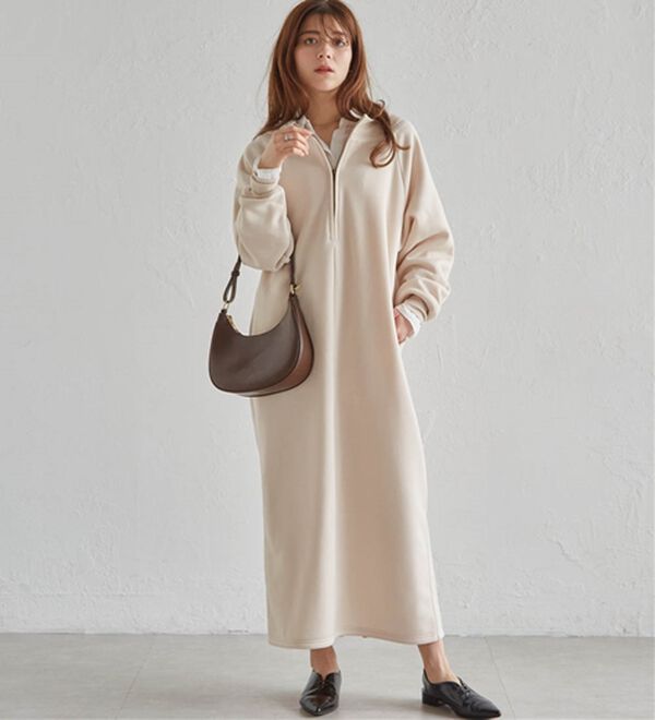 ◯CASTELBAJA ハーフジップ ワンピース callautia ワンピース ハーフジップリブニットワンピース